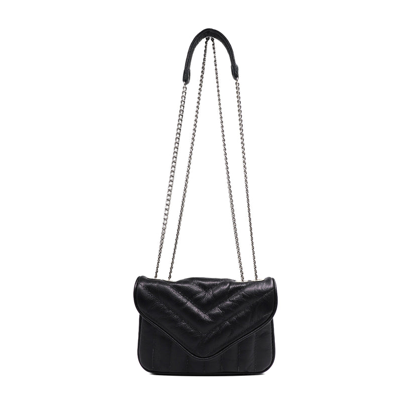 Bolsa feminina de couro transversal preta Maya
