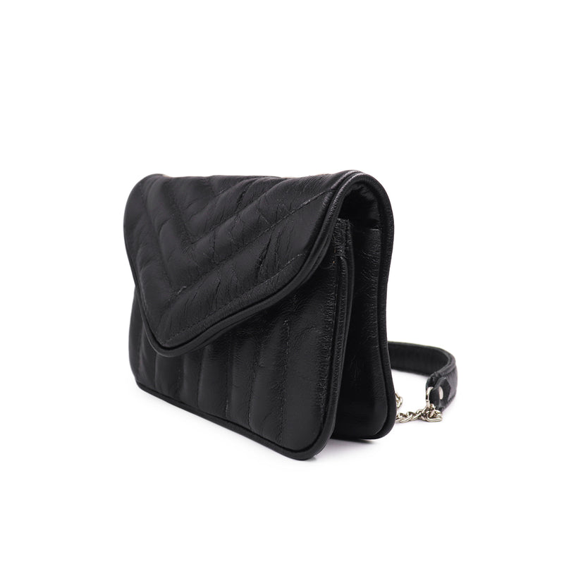 Bolsa feminina de couro transversal preta Maya