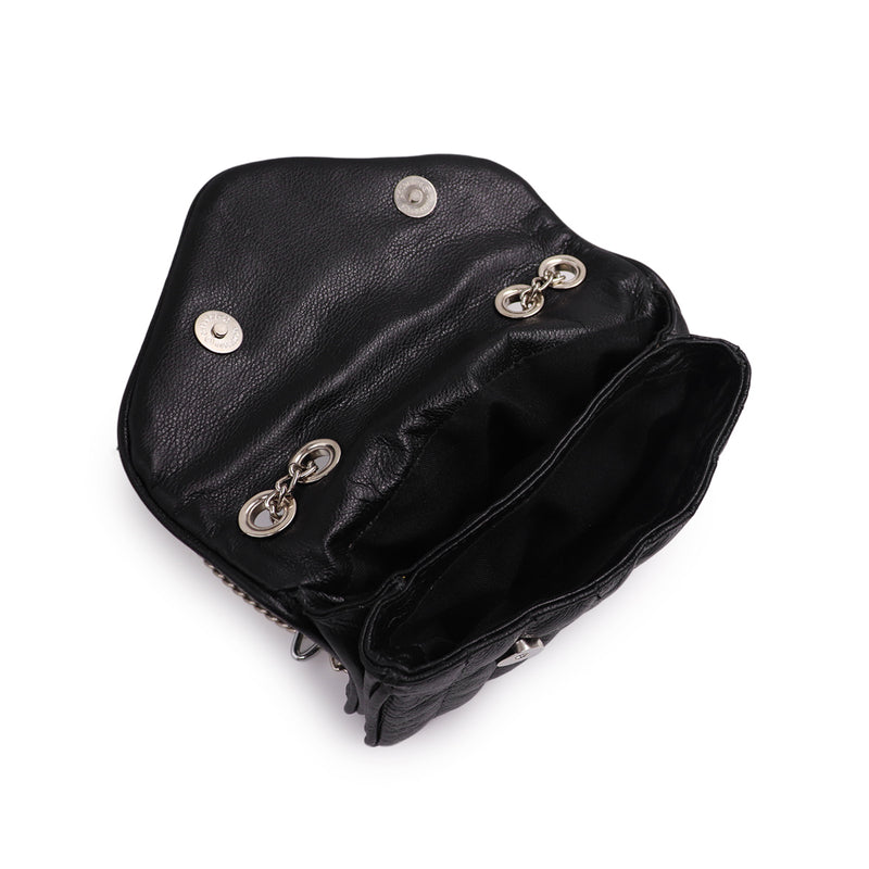 Bolsa feminina de couro transversal preta Maya