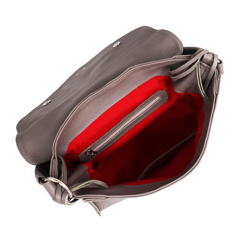 Bolsa feminina de ombro e transversal média de couro grafite Cloe