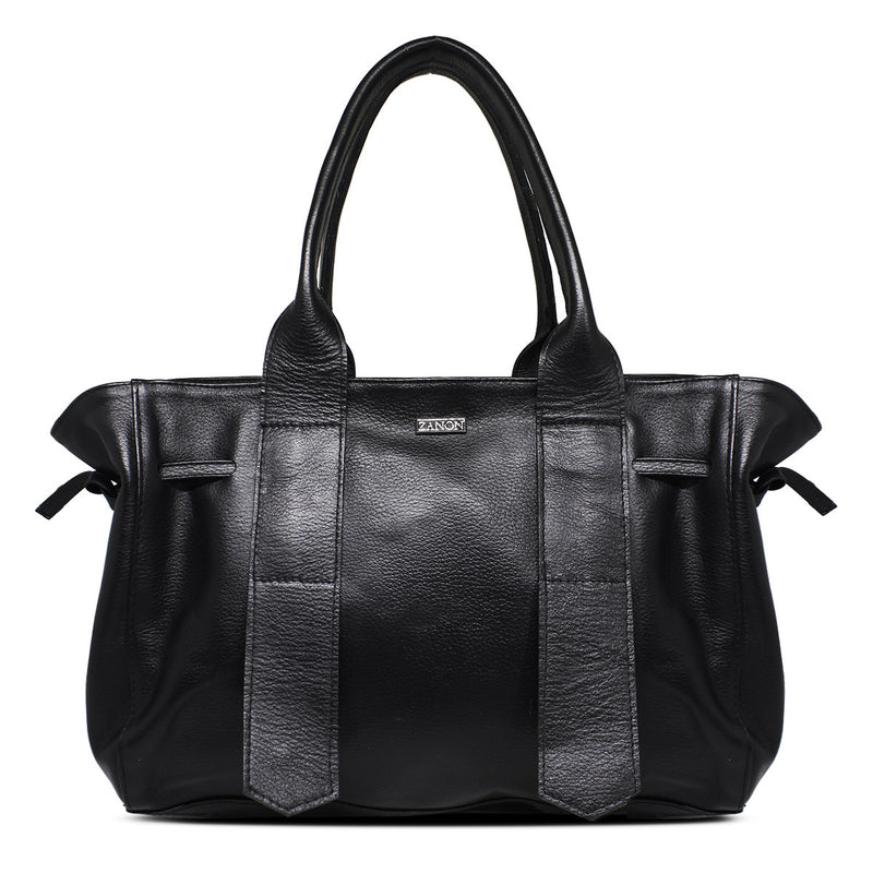 Bolsa feminina shopping de couro preta Giselle