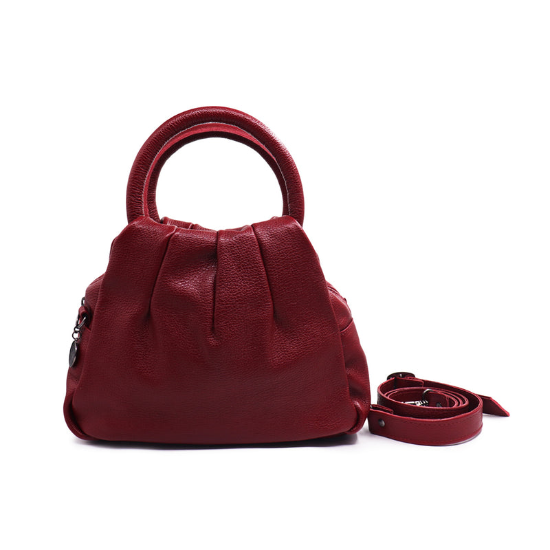 Bolsa feminina transversal de couro média marsala Jade