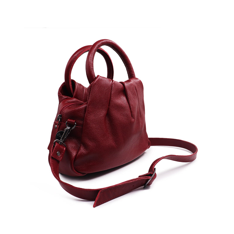 Bolsa feminina transversal de couro média marsala Jade