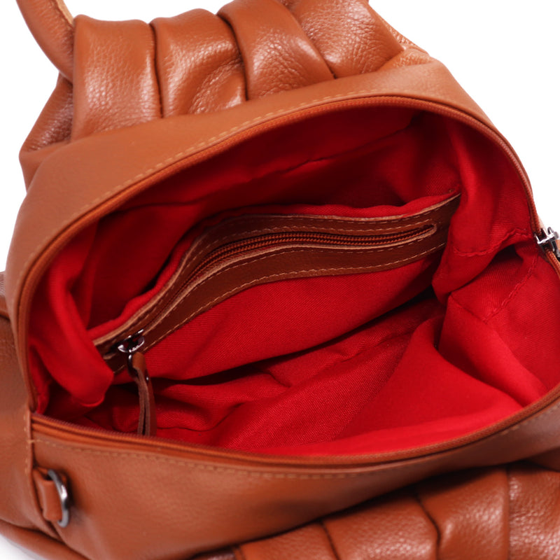 Bolsa feminina transversal de couro média caramelo Jade