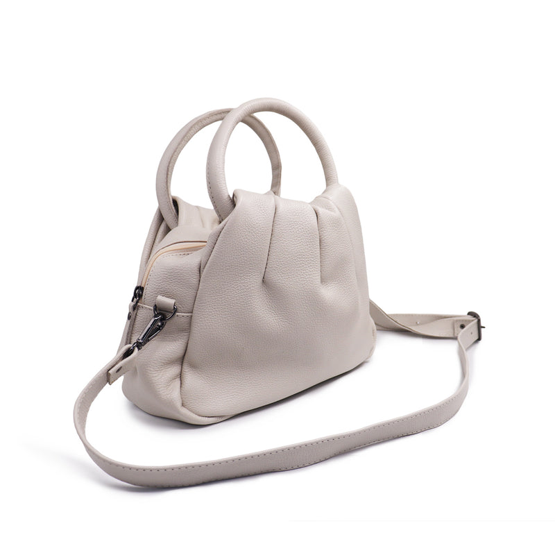 Bolsa feminina transversal de couro média off white Jade