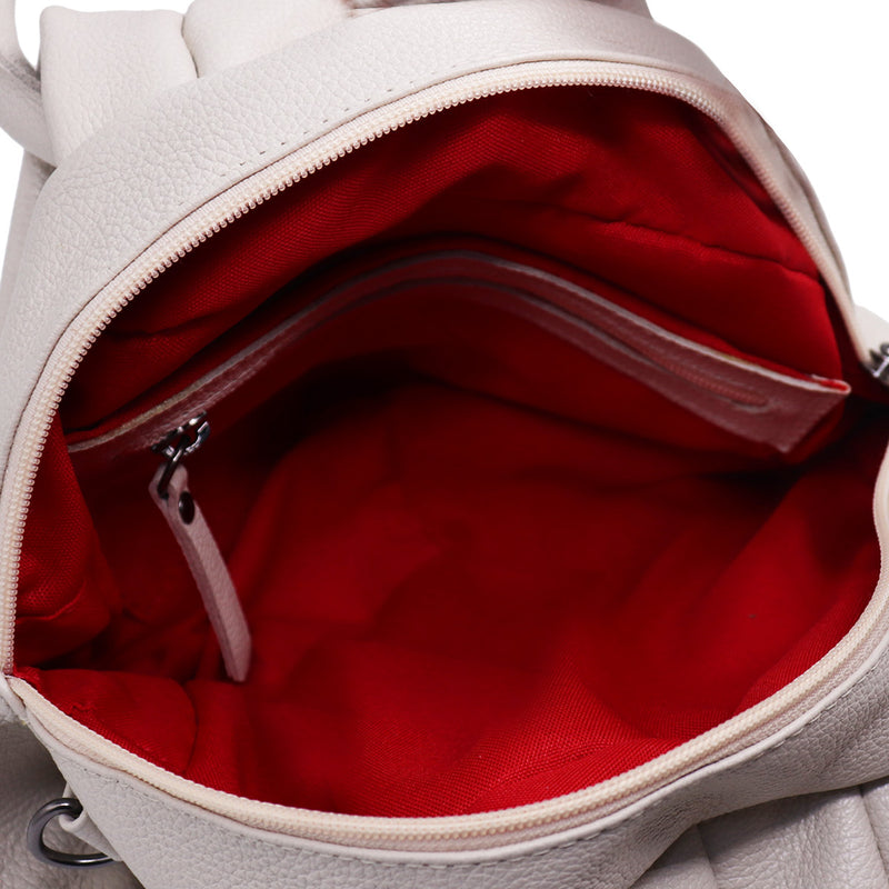 Bolsa feminina transversal de couro média off white Jade