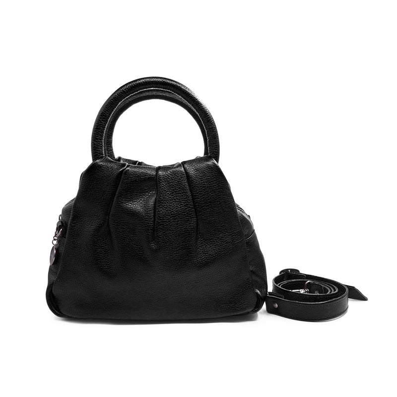 Bolsa feminina transversal de couro média preta Jade