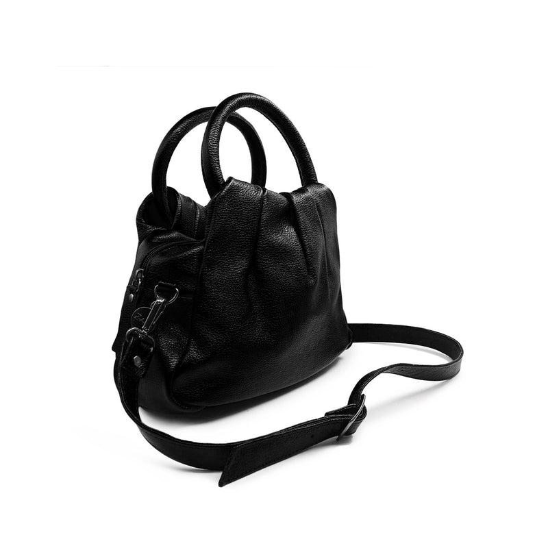 Bolsa feminina transversal de couro média preta Jade