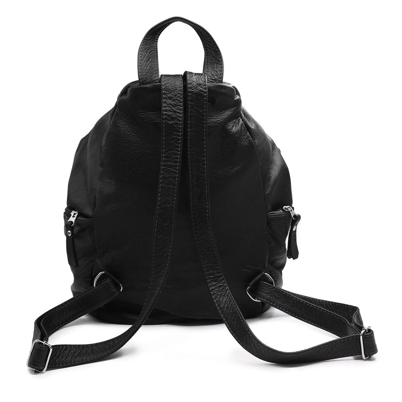 Bolsa mochila de couro preta Mara