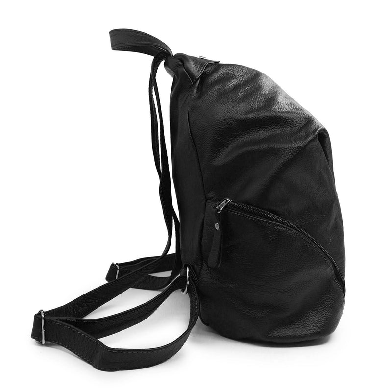 Bolsa mochila de couro preta Mara