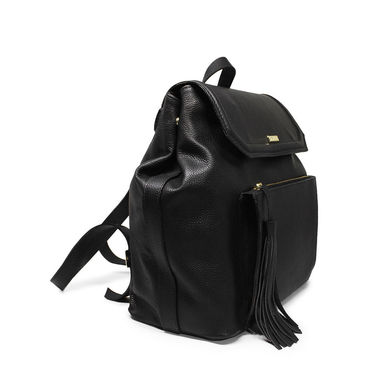 Mochila feminina de couro preta Rafaela