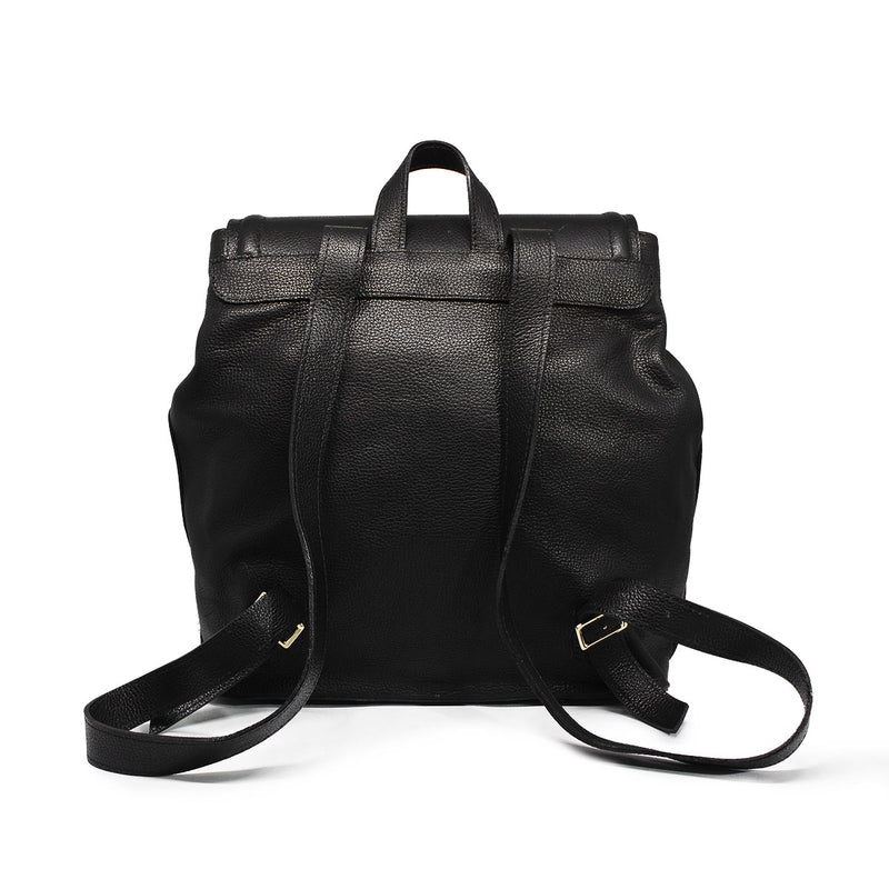 Mochila feminina de couro preta Rafaela