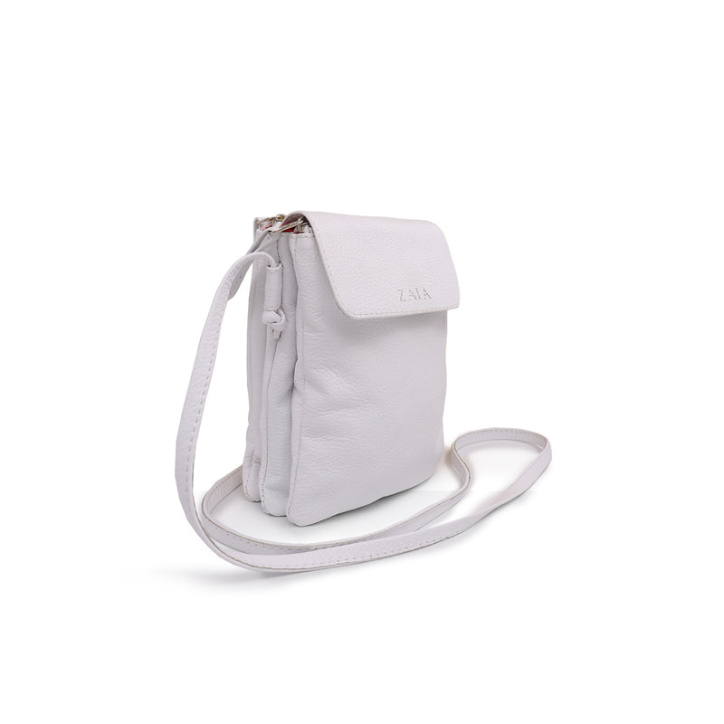 Bolsa tiracolo/transversal feminina de couro prata Melissa