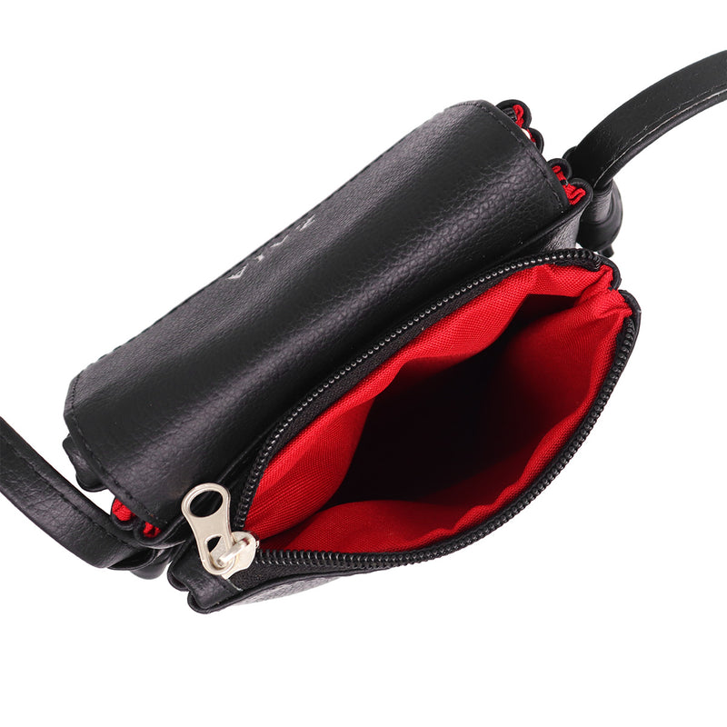 Bolsa tiracolo/transversal feminina de couro preta Melissa