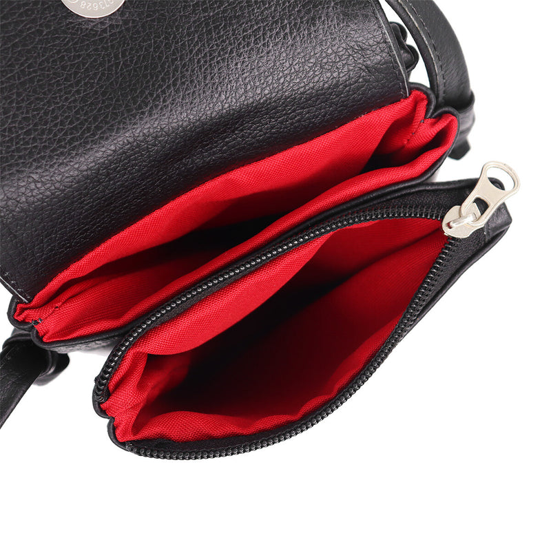 Bolsa tiracolo/transversal feminina de couro preta Melissa