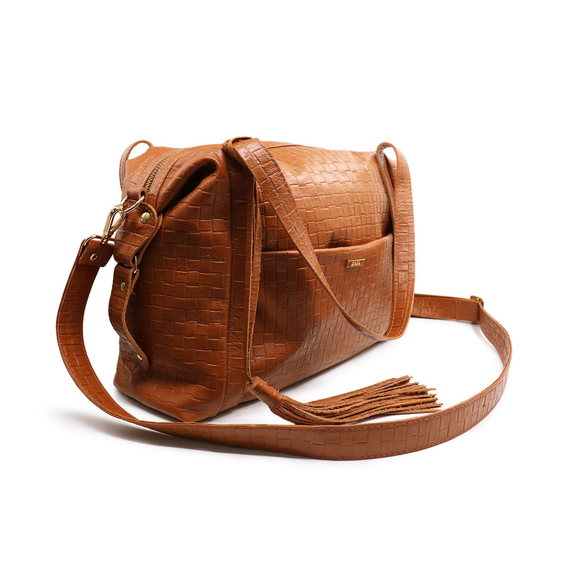 Bolsa feminina de couro caramelo Roberta