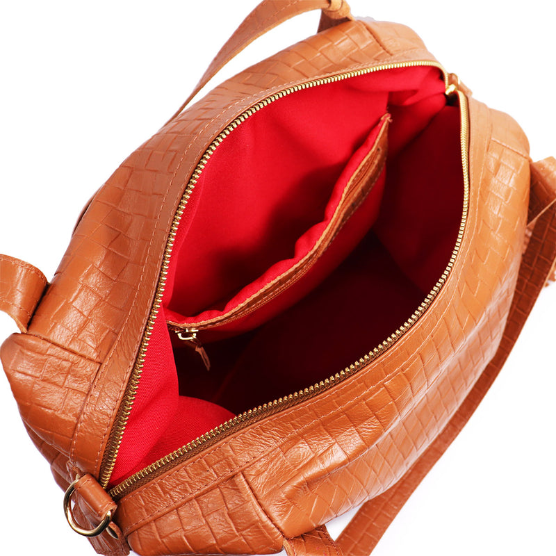 Bolsa feminina de couro caramelo Roberta