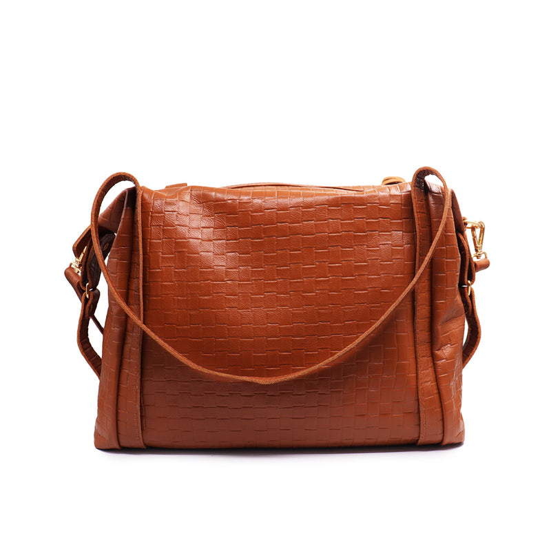 Bolsa feminina de couro caramelo Roberta