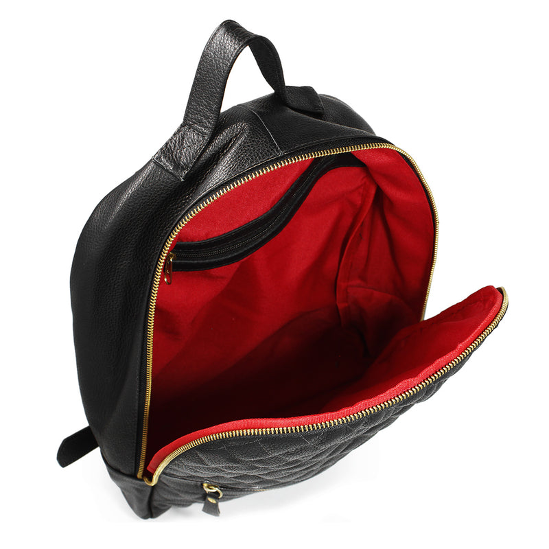 Mochila feminina grande couro preta Michelle