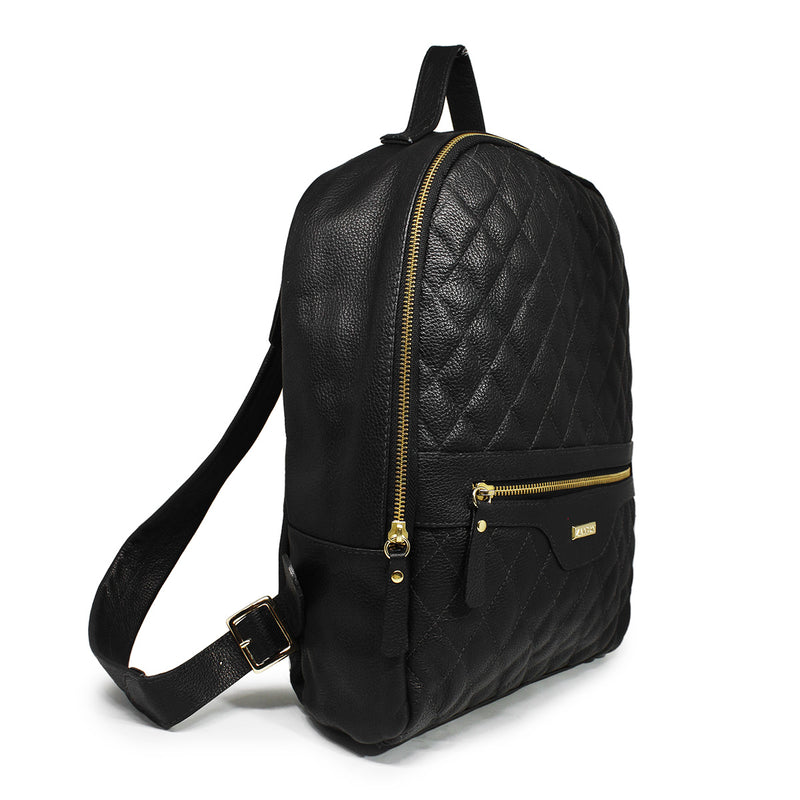 Mochila feminina grande couro preta Michelle