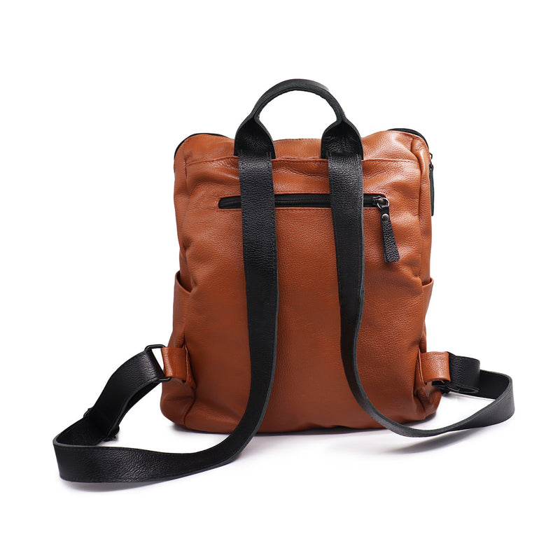 Mochila feminina grande de couro caramelo Larissa