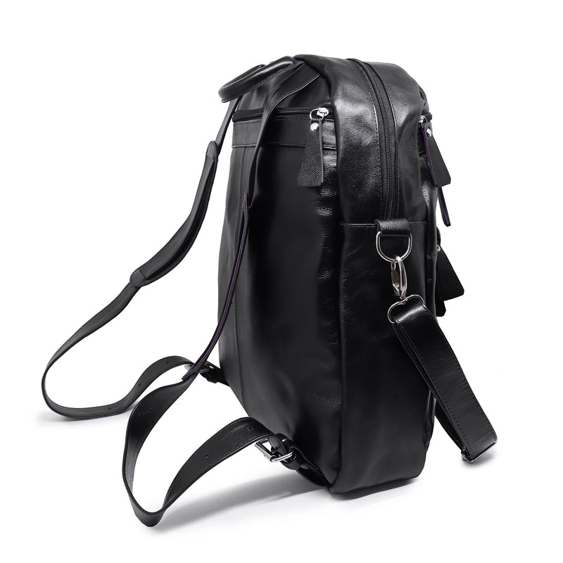 Mochila Unissex de couro tamanho G preta Ariel
