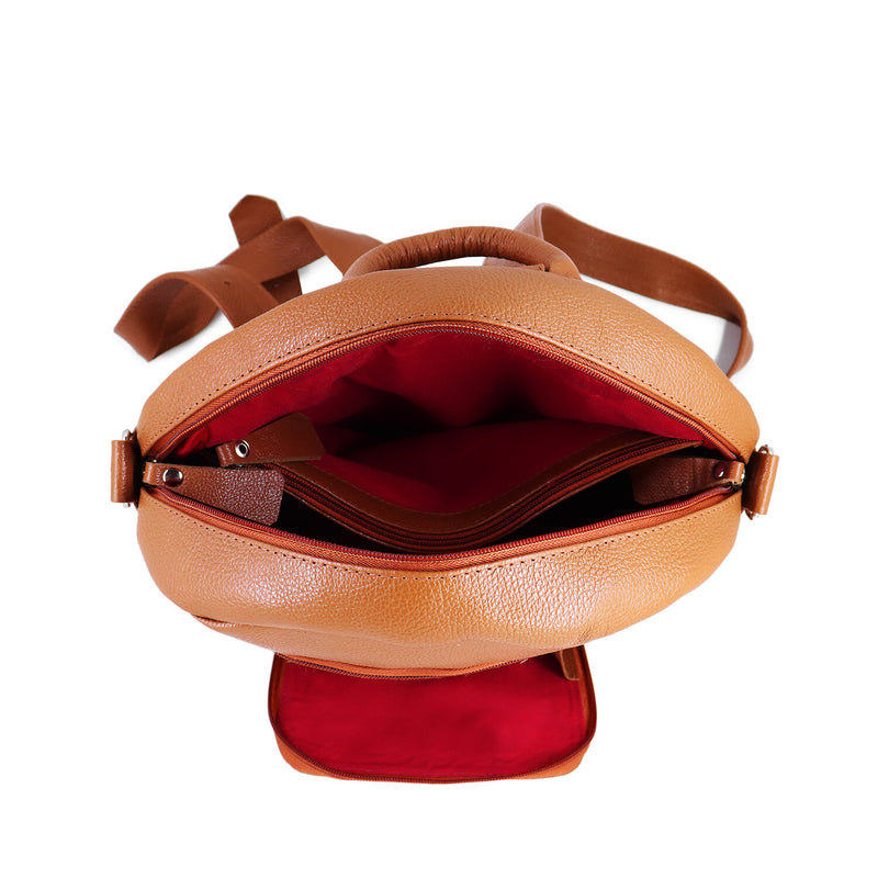 Mochila Unissex de couro tamanho G caramelo Ariel